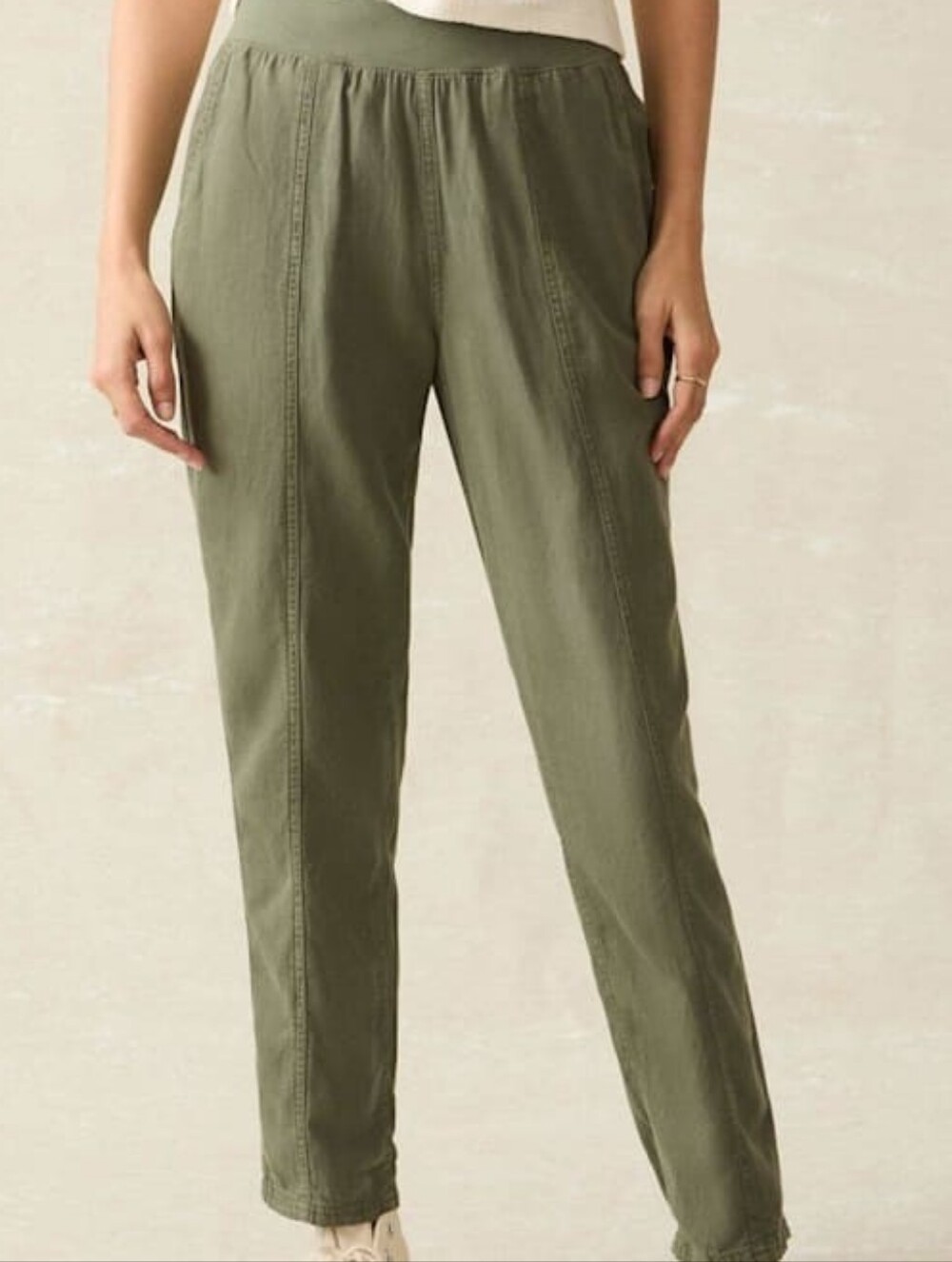 Faherty Arlie Pull-On Tapered Leg Pull on Pants Size M Green